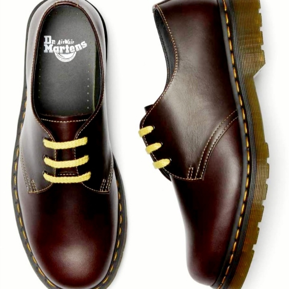Dr. Martens 1461 Mens Brown Leather Oxford Shoes Yellow Welt AW004 New